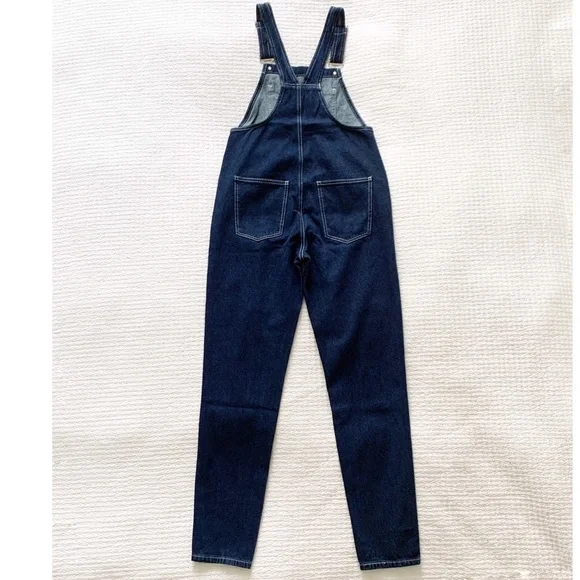 WEWOREWHAT Denim Basic Overalls Dark Wash - Picture 4 of 14